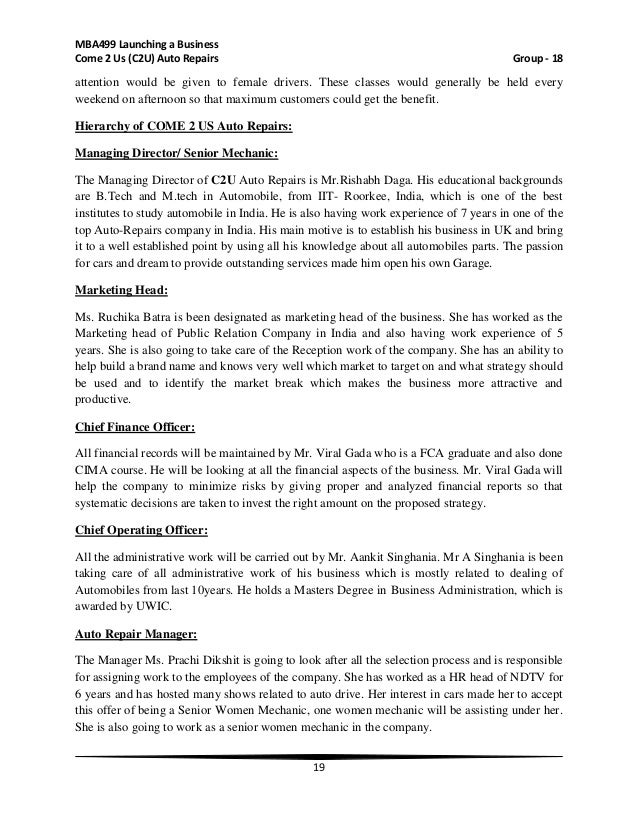 sample business plan for auto repair shop pdf auto repair proposal